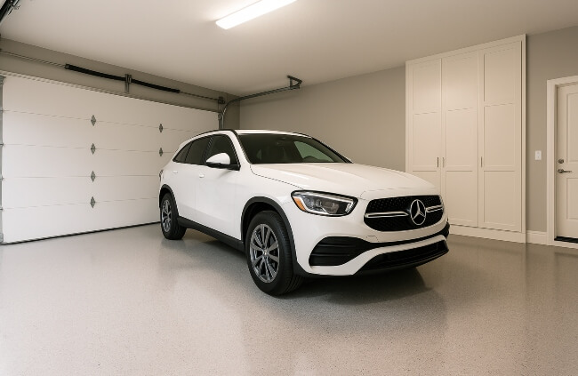 Garage epoxy flooring showing a clean, durable and low maintenance surface by Epoxy Flooring Guys Melbourne