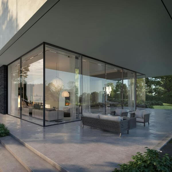 Modern outdoor patio with smooth epoxy flooring in Melbourne. Ideal for entertaining and weather resistance.