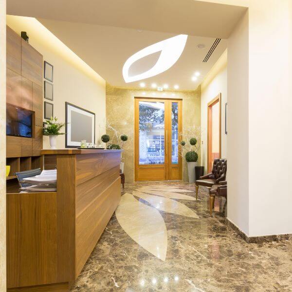 Polished epoxy flooring for reception area installed by Epoxy Flooring Guys Melbourne for a clean, modern finish.