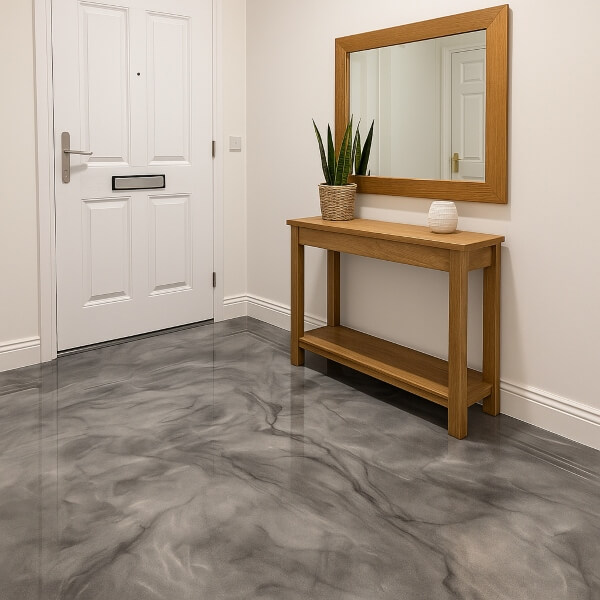 Seamless home entryway epoxy flooring in Melbourne offering a durable, clean surface by Epoxy Flooring Guys Melbourne.